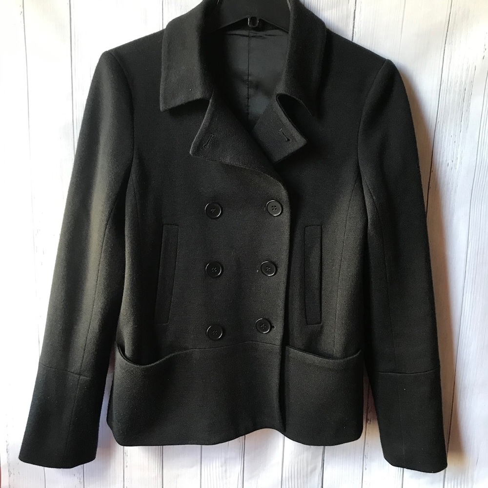 Theory Black Wool Blend Double Breast Jacket
